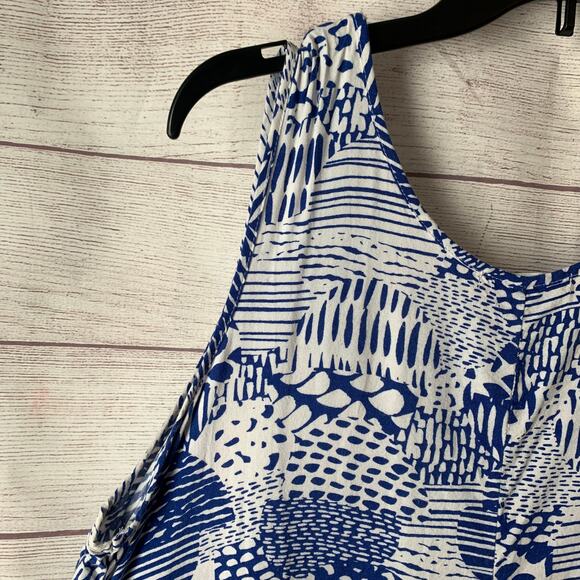 Woman Within Blue and White Tank Top Handkerchief Hem Blouse Size 18W - Picture 13 of 16